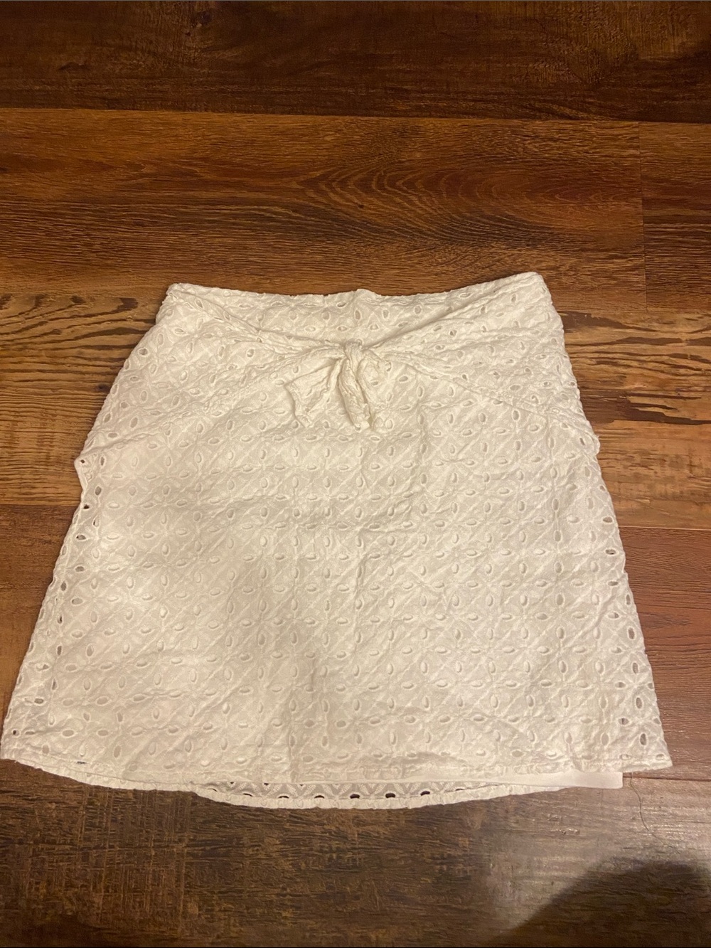 Sara Sara White Eyelet Tie-Waist Mini Skirt
